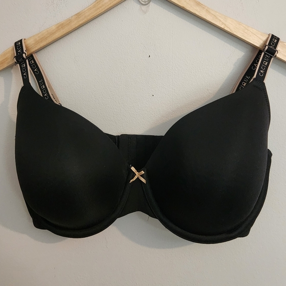 Cacique Lane Bryant Cotton Lightly Lined T-Shirt 36F Black 3D - Picture 2 of 8